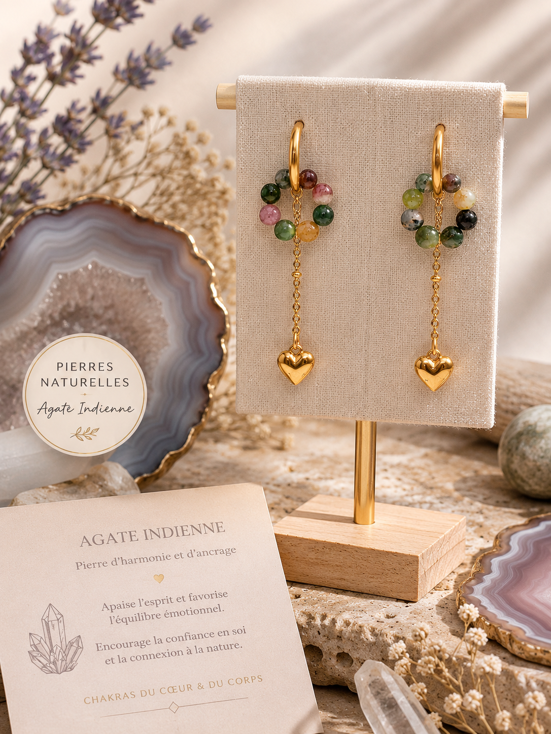 ✨Boucles d'oreilles agate indienne