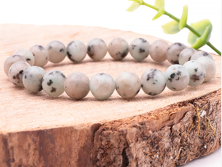 🌿Bracelet boule Jaspe Kiwi 8mm