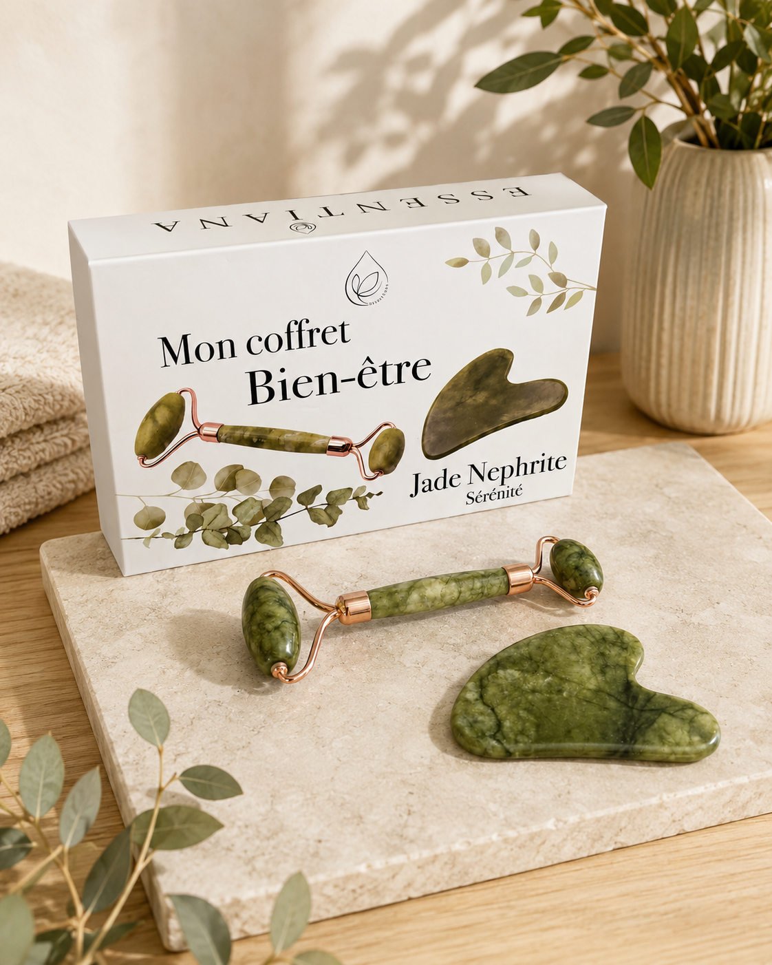 💚Coffret massage jade néphrite