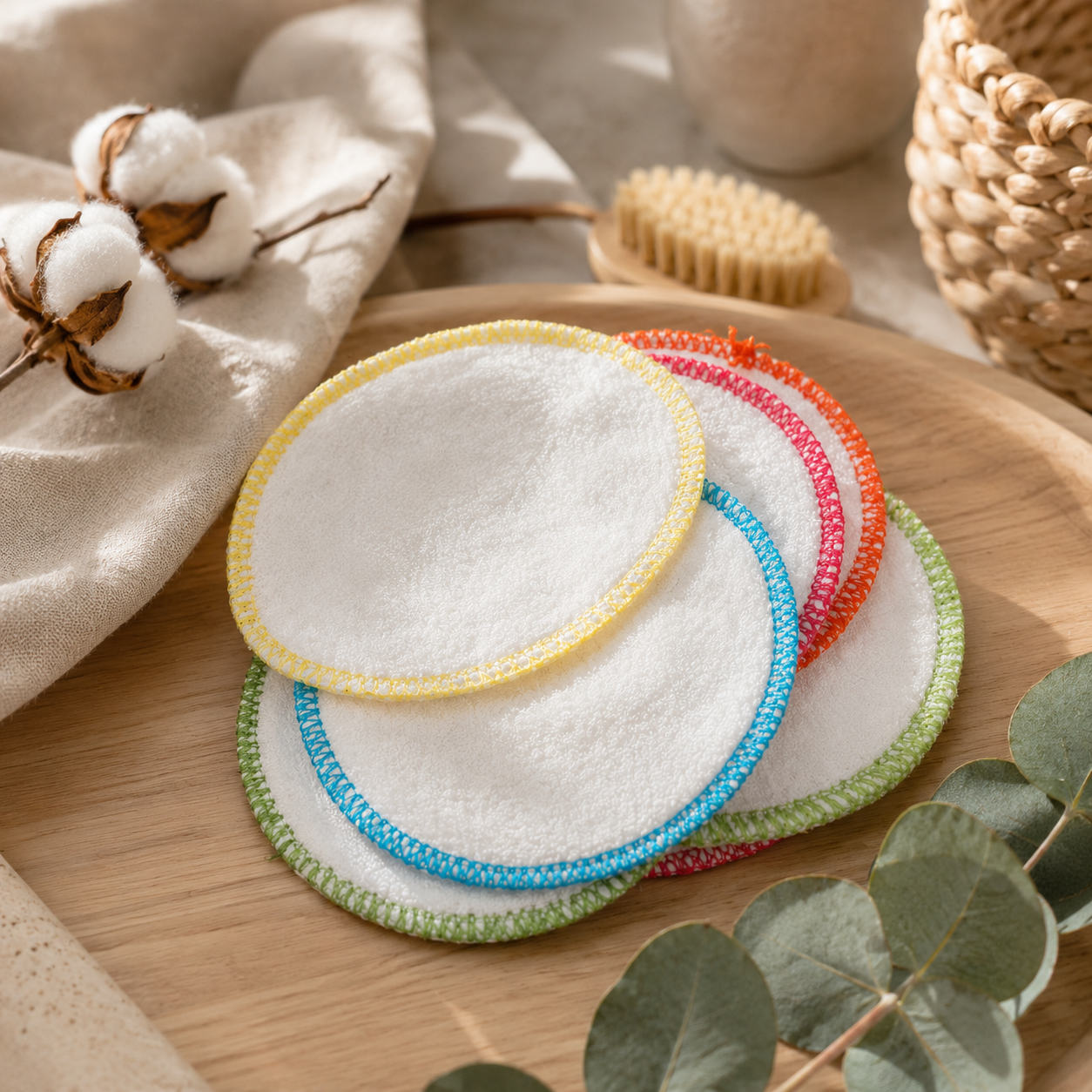 🌿Lot de 10 disques à démaquiller couleurs